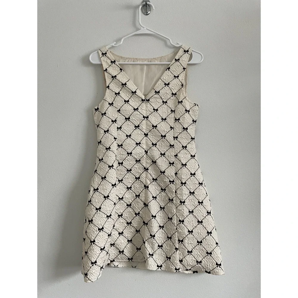 Sofie the‎ Label Dress Women S Fit & Flare Cream Black Bow Hepburn Cocktail